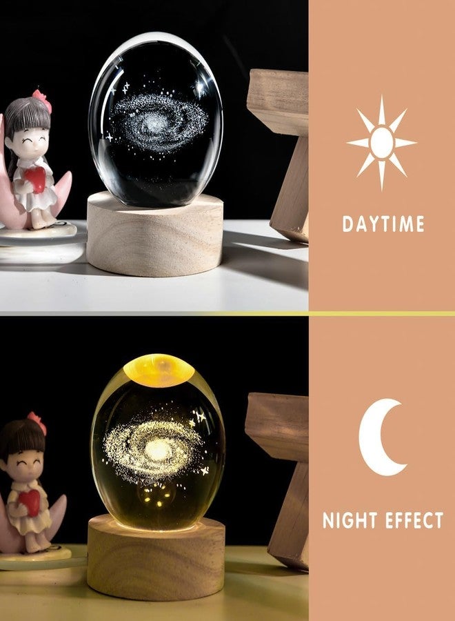 SKYTONE Galaxy Crystal Ball Night Lamp, USB Table Colorful LED Wooden Crystal Ball for Home Decoration Birthday Gift for Men,Women,Kids,Boys,Girls,Teens (Universe) - Image 3